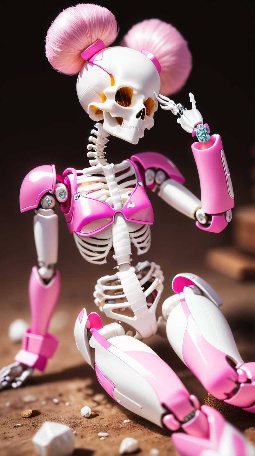 <lora:BarbieCore:0.8> BarbieCore skeleton, (shiny plastic:0.8), (pink and white:0.9), (pastel:0.85)